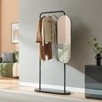 Kledingrek Vamn met spiegel 167x80x35 cm zwart [en.casa], Verzenden, Nieuw