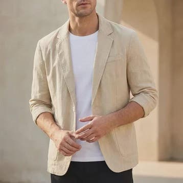 Lichte Katoenen Heren Blazer - Ademend Zomerjasje voor Busin, Verzenden, Nieuw