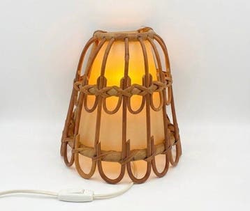 Lamp - Vintage rattan wandlamp met warme diffusor - Rattan,, Nieuw