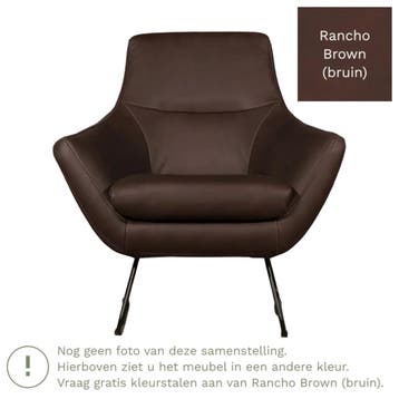 Leren fauteuil Fame - Rancho Brown (bruin), Nieuw, Ophalen of Verzenden, 75 tot 100 cm, Industrieel, Modern