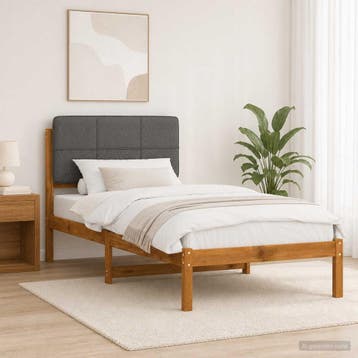 vidaXL Bedframe met gestoffeerd hoofdbord Naturel en, Huis en Inrichting, Verzenden, Nieuw, Hout