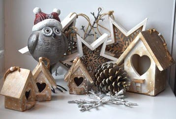 Decoratief ornament (10) - decoratieve kerstvogel met muts, Diversen, Nieuw