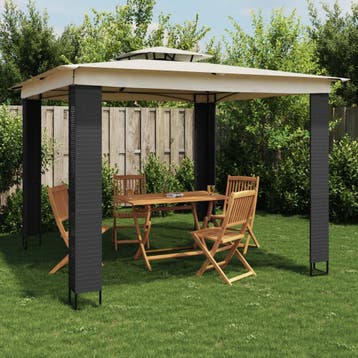 vidaXL Prieel met dubbel dak 2,94x2,94 m staal crèmekleurig, Verzenden, Nieuw