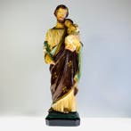 Beeld, Sint-Jozef met Kind en Lelie - 43 cm - Fraai groot