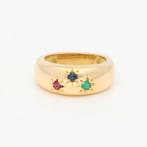 Ring - 18 karaat Geel goud - Smaragd/Robijn/Saffier, Nieuw