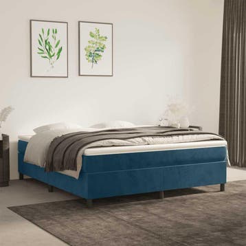 vidaXL Boxspring bed 160x200 cm fluweel donkerblauw, 200 cm, Stof, 160 cm, Verzenden