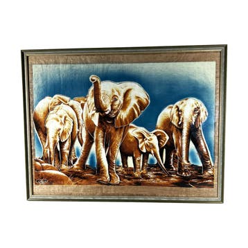Canvas schilderij - Kudde olifanten - 84x64 cm, Ophalen of Verzenden