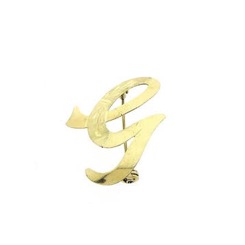 Gouden letter broche; letter G, Ophalen of Verzenden, Gebruikt, Goud, Goud