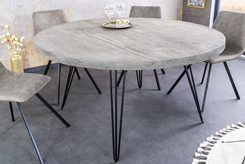 Ronde eettafel SCORPION 120cm grijs massief mangohout zwarte, Huis en Inrichting, Tafels | Eettafels, Ophalen of Verzenden, Nieuw