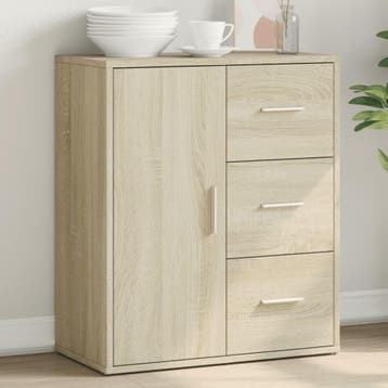 vidaXL Dressoir 60x31x70 cm bewerkt hout sonoma eikenkleurig, Huis en Inrichting, Kasten | Dressoirs, Verzenden, Nieuw, 50 tot 100 cm