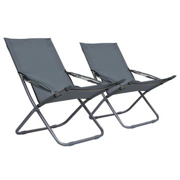 vidaXL Strandstoelen 2 st inklapbaar stof grijs, Verzenden, Nieuw