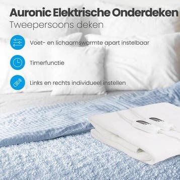2dekans | Auronic Elektrische 2-Persoons Onderdeken –, Ophalen of Verzenden, Zo goed als nieuw, Wit