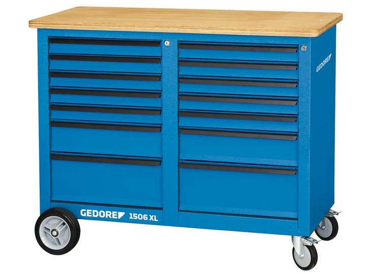 Verrijdbare werkbank, 1,25 m breed, met 14 laden, Zakelijke goederen, Machines en Bouw | Onderdelen, Ophalen of Verzenden