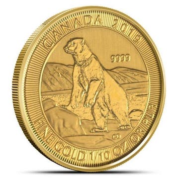 Canada. 5 Dollars 2019 1/10 oz $5 CAD Canadian Gold Polar