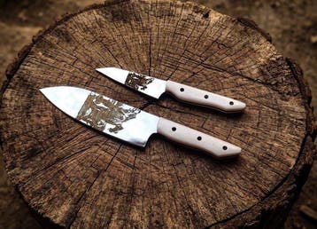 Premium Kitchen , Chef Knife , Etching with BEARS Family