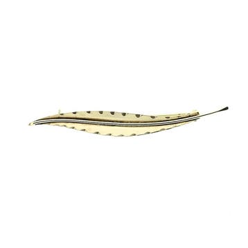 Vintage gouden broche van een veer, Ophalen of Verzenden, Gebruikt, Overige kleuren, Goud