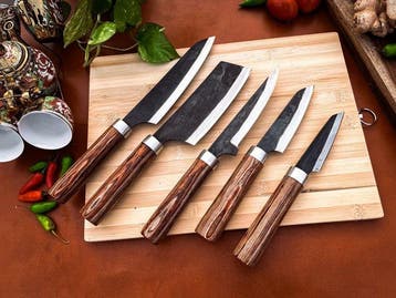 Keukenmes - Kitchen knife set - 718 - Staal, Hout,