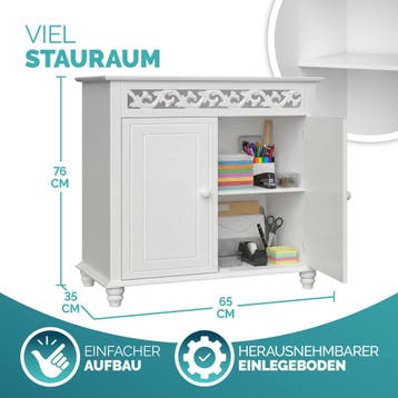 Ladekast Jersey Wit Hout 76x65x35cm (Voor in Huis), Verzenden, Nieuw
