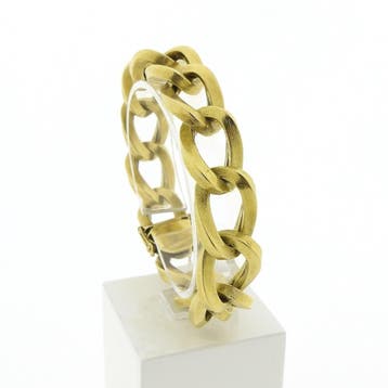 18 Krt. Gouden gourmet schakelarmband, Ophalen of Verzenden, Gebruikt, Goud, Goud