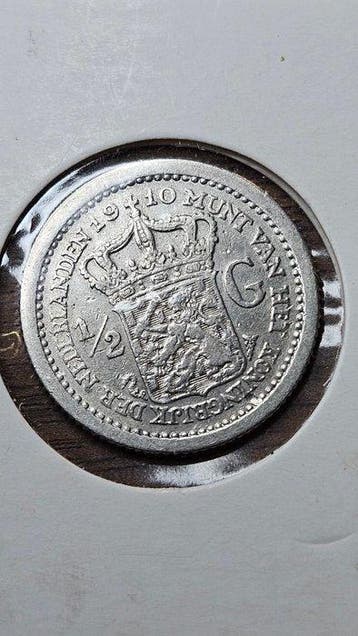 Nederland. Wilhelmina. 1/2 Gulden 1910 (Zonder minimumprijs)