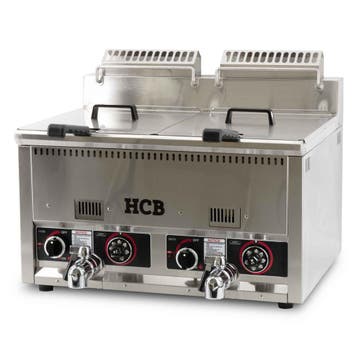 HCB Dubbele friteuse - 2 x 21 liter - propaan - RVS, Verzenden, Nieuw in verpakking, Fornuis, Frituur en Grillen