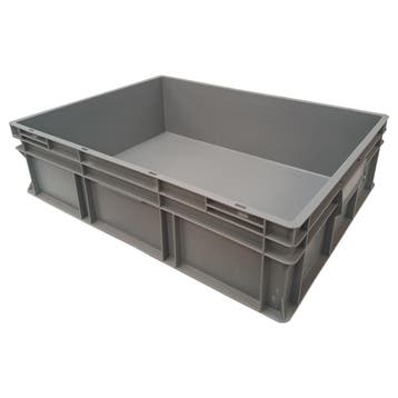 Stapelbak, 800x600x220 mm, euronorm gesloten bodem, grijs, Gebruikt, 60 cm of meer, Minder dan 35 cm, Bak of Kist