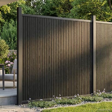 vidaXL Hekpaneel WPC en Aluminium Zwart, Verzenden, Nieuw