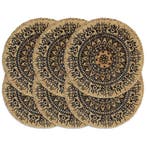 vidaXL Placemats 6 st rond 38 cm jute donkerblauw, Verzenden, Nieuw, Blauw