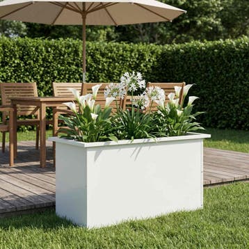 vidaXL Plantenbak met led Wit 40 x 80 x 40 cm Staal, Verzenden, Nieuw, Metaal, 60 tot 100 cm