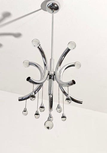 Gaetano Sciolari, attri. - Kroonluchter - Glas, Chroom -