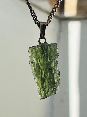 zilveren ketting met Moldaviet-hanger Sieraden - Hoogte: 2.5