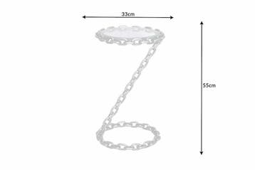 Design bijzettafel CHAINS 35cm zilver handgemaakt metalen, Ophalen of Verzenden, Nieuw