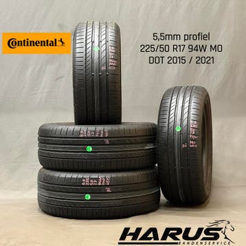225/50/17 94W MO Continental zomerbanden 5,5mm profiel 4X, Auto-onderdelen, Gebruikt, 17 inch, Ophalen of Verzenden, Band(en)