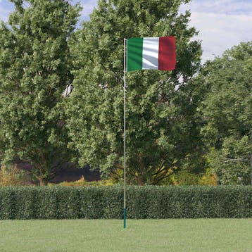 vidaXL Vlag met vlaggenmast Italië 5,5 m aluminium, Diversen, Verzenden, Nieuw