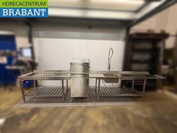 RVS Rhima WD6 Doorschuifvaatwasser met aan- en afvoertafel, Ophalen of Verzenden, Gebruikt