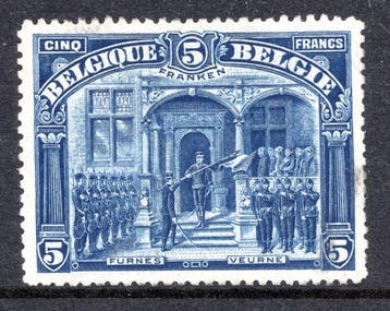 België 1915 - Veurne 5 Franken- Gratis verzending, Gestempeld