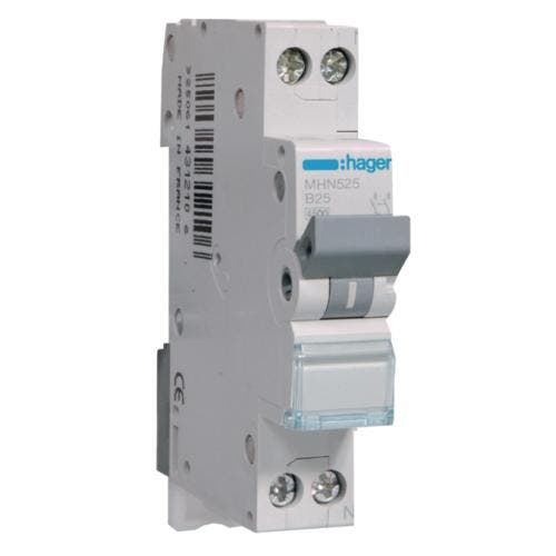 Hager installatieautomaat B25 1P+N MHN525, Doe-het-zelf en Verbouw, Elektra en Kabels, Nieuw, Ophalen of Verzenden