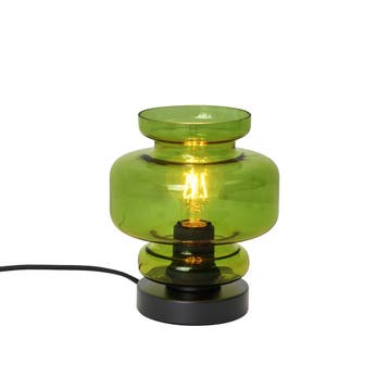 Retro tafellamp zwart met groen glas - Denise, Huis en Inrichting, Lampen | Tafellampen, Verzenden, Nieuw, Glas
