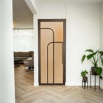 Stalen Binnendeur - Brons - 4 Vlaks rond - Mat glas, Doe-het-zelf en Verbouw, Deuren en Horren, Minder dan 80 cm, Binnendeur, Nieuw