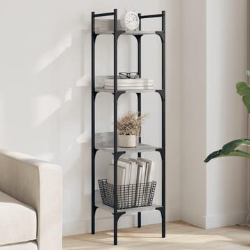 vidaXL Boekenkast 4-laags 35x30x138,5 cm bewerkt hout grijs, Verzenden, Nieuw, Overige houtsoorten