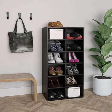 vidaXL Schoenenrek 54x34x100,5 cm bewerkt hout zwart, Huis en Inrichting, Verzenden, Nieuw