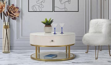 SALONTAFEL MONTPELLIER CRÈME CM Ø 75X36, Ophalen of Verzenden, Nieuw