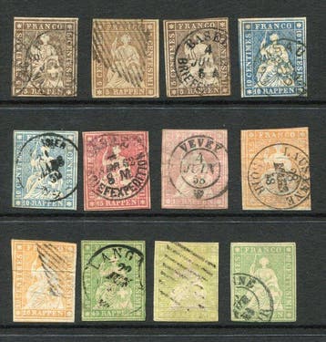 Zwitserland 1854/1862 - Zwitserland 1854-62 Helvetia, Gestempeld