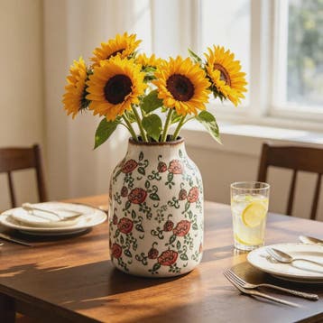 Handgemaakte Keramische Vaas met Vintage Chinese Bloemenprin, Verzenden