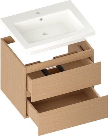 2dekans | Mirlux Badkamermeubel Licht Eiken 60 cm - Wastafel, Huis en Inrichting, Ophalen of Verzenden, Zo goed als nieuw