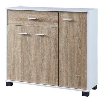 [en.casa] Halmeubel Bobeck 72x80x28 cm wit en eikenkleurig, Verzenden, Nieuw