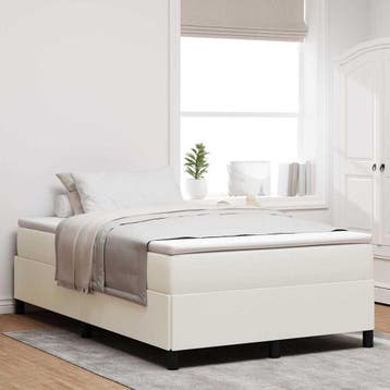vidaXL Boxspringbed Crèmekleurig 120 x 190 cm Katoen Stof, Verzenden, Nieuw, Crème