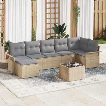 vidaXL Tuin Sofa Set 8 st Beige poly rattan, Verzenden, Nieuw, 8 zitplaatsen