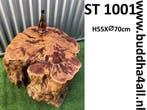 Boomstronk salontafel en bijzettafel van teak en rosewood, Huis en Inrichting, 50 tot 100 cm, Teakhout, Nieuw, Overige vormen