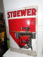 stoewer - Stoewer naaimachine emaille bord gebogen 1930 -